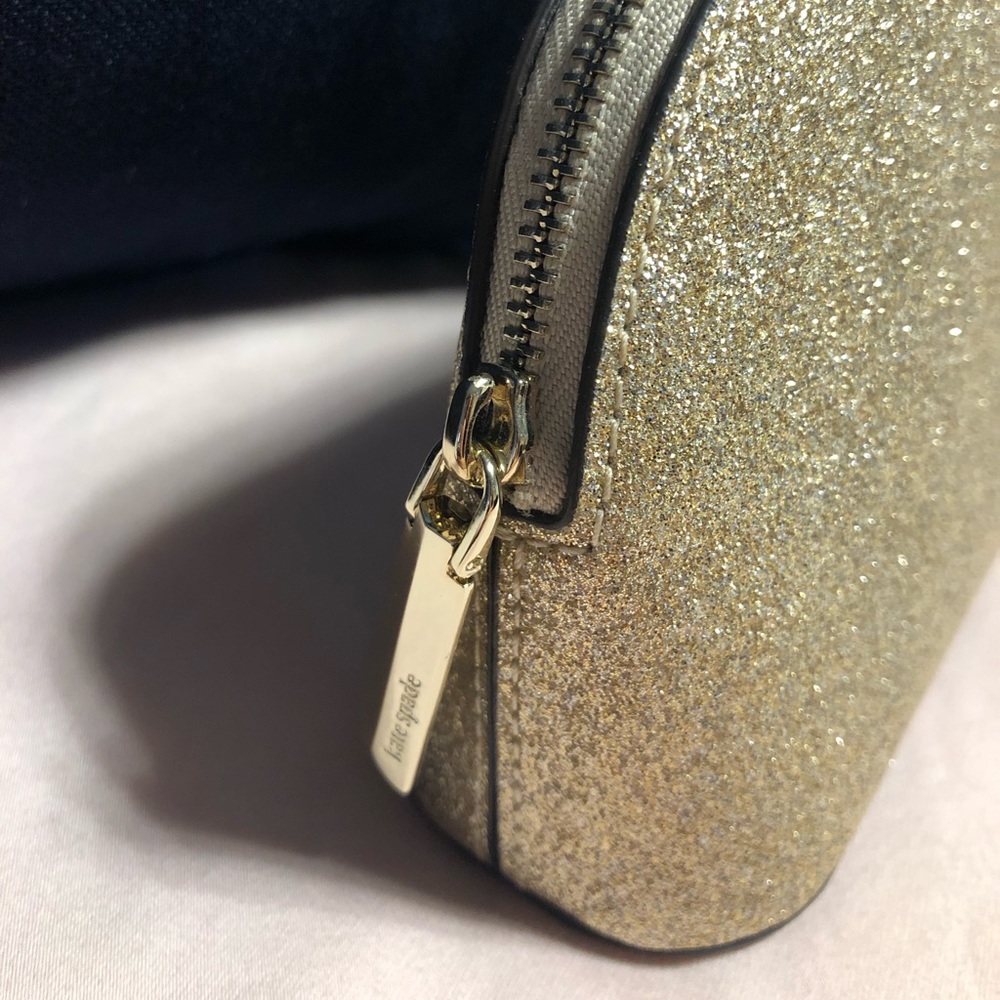 NWT Kate Spade Gold Sparkle Zippered Pouch - Picture 2 of 8